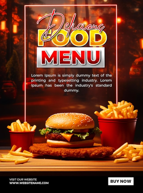 PSD een poster voor speciale voedingsmenu advertenties promotie sjabloon ontwerp achtergrond