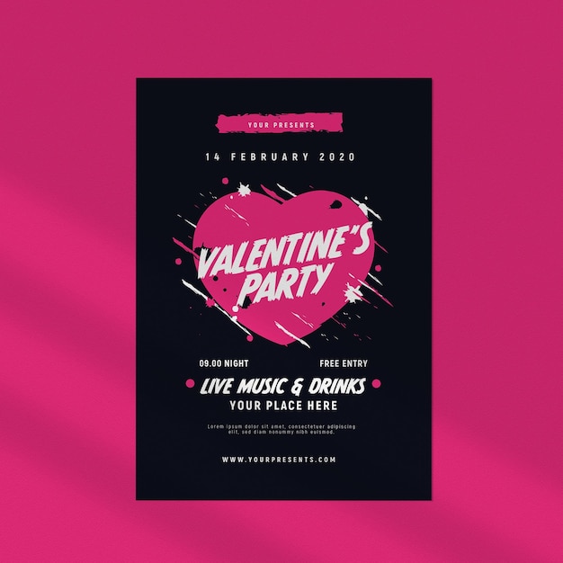 PSD een poster voor valentijnsfeest met een hartje erop