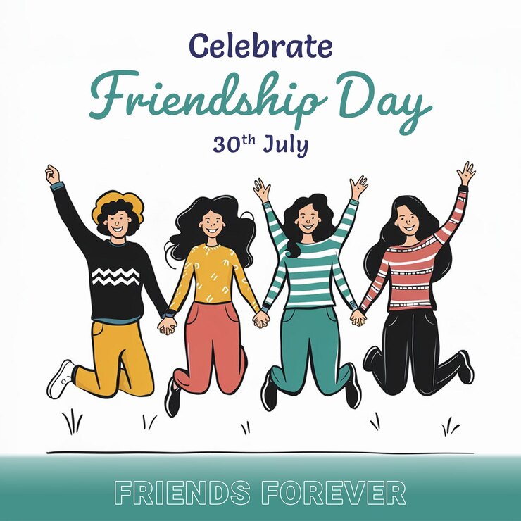 PSD een poster voor vriendschapsdag met vrienden die de feestdag vieren