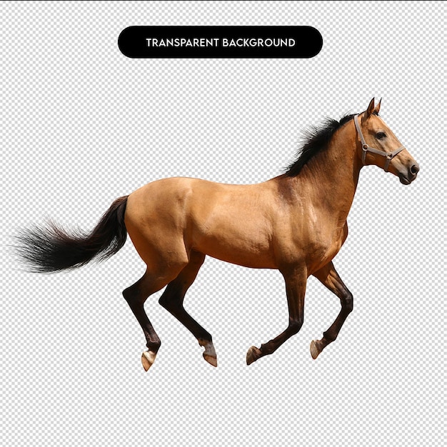 Een prachtig hardlopend paard met een transparante achtergrond