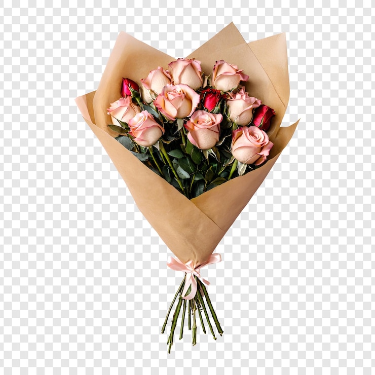 PSD een prachtig romantisch boeket van roze rozen