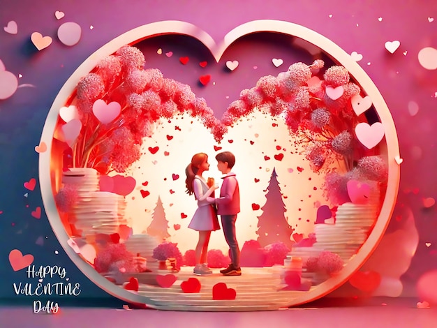 PSD een prachtige valentijnsdag kaart een feestelijke cirkel van harten liefde symbool romantische kaart rond