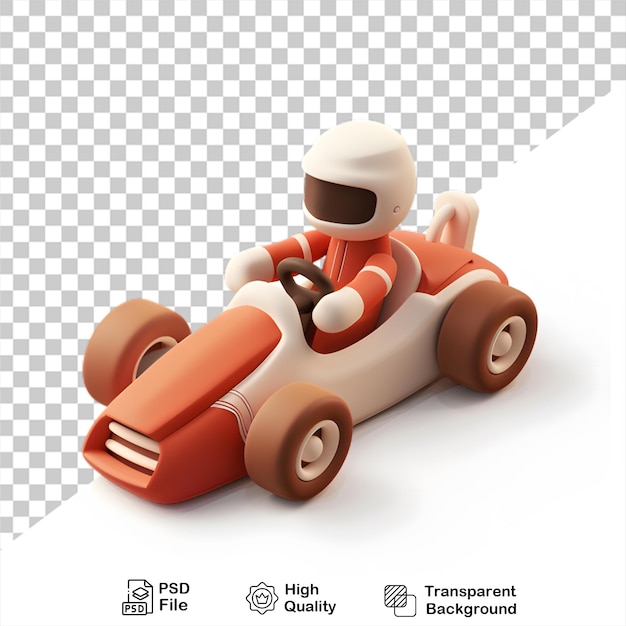 PSD een raceauto met een helm aan de voorkant cartoon personage geen achtergrond