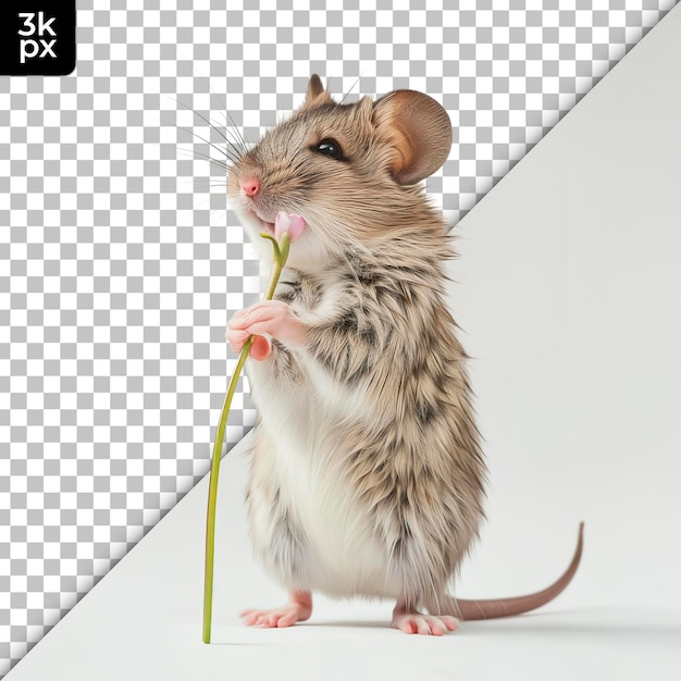 PSD een rat die een stuk bamboe eet met een zwarte achtergrond