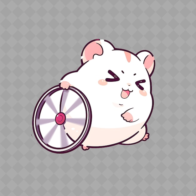 PSD een rat met een wiel op zijn hoofd en een wiel met een rode punt op de rug