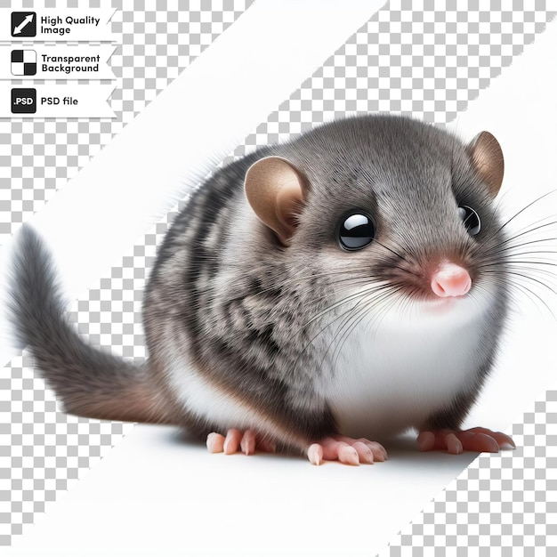 PSD een rat met een witte neus en een zwarte achtergrond met een zwart vierkant aan de onderkant