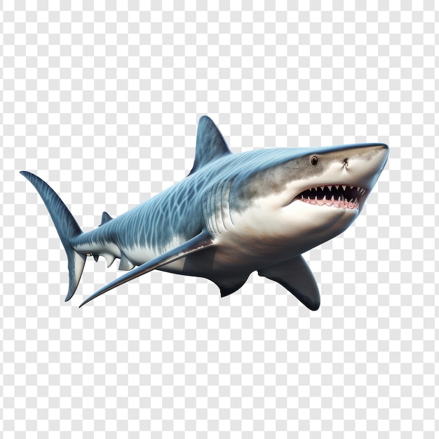 PSD een realistische reusachtige haai met een frontale pose op een doorzichtige achtergrond psd
