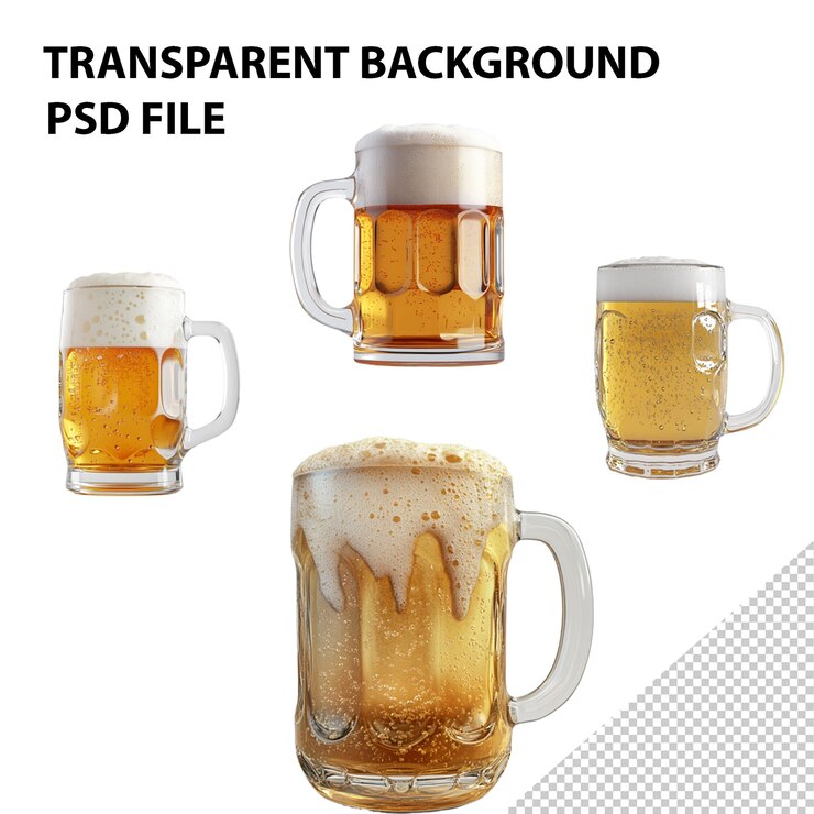 PSD een reeks glazen met de woorden "transparent" aan de onderkant geschreven