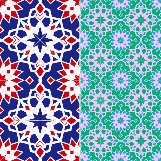 PSD een reeks kleurrijke geometrische patronen met een kleurrijke achtergrond