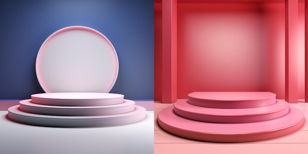 Een reeks podia moderne roze minimalistische productpodia