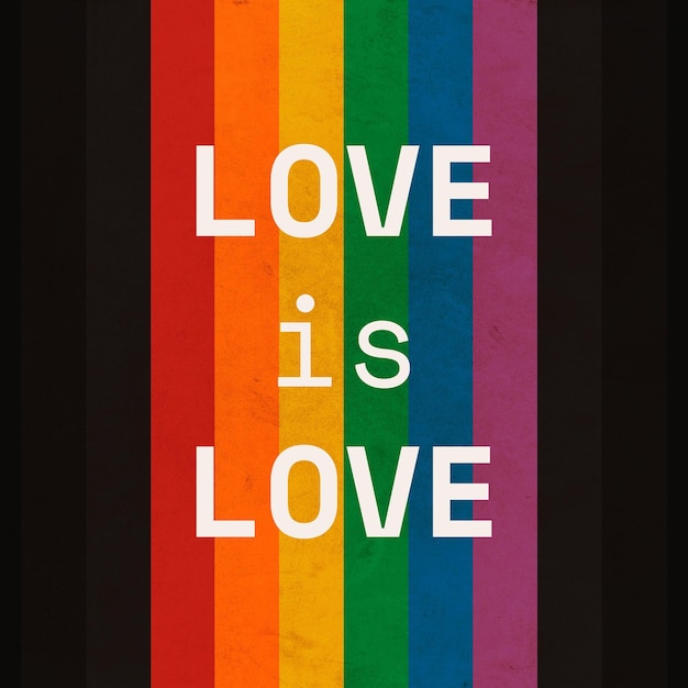 PSD een regenboog met liefde is een liefdesconcept voor pride month.