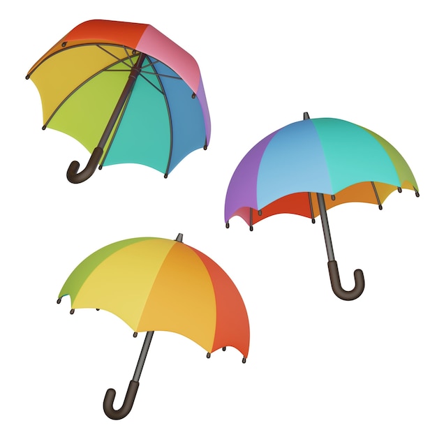 een regenboogkleurige paraplu is open en heeft een zwarte handvat