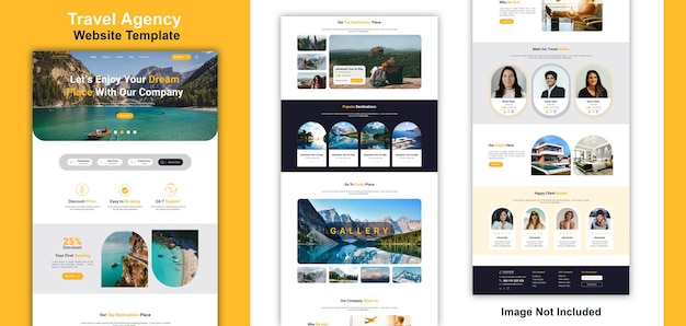 Een responsieve website-sjabloon voor reis- en toerismebureaus Tour en toerisme ui landingspagina