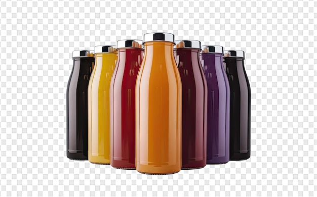 PSD een rij flessen van verschillende kleuren met verschillende kleuren