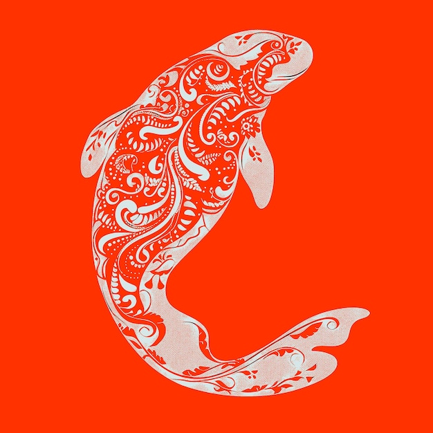PSD een rode en witte afdruk van een zeeleeuw met een rode achtergrond met een witte en rode afdruk