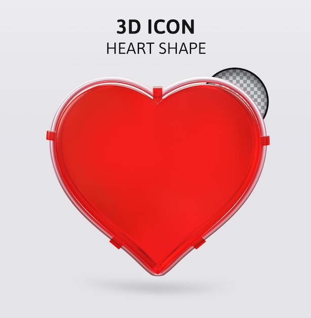 PSD een rode hartvorm met de woorden 3d-pictogram erop