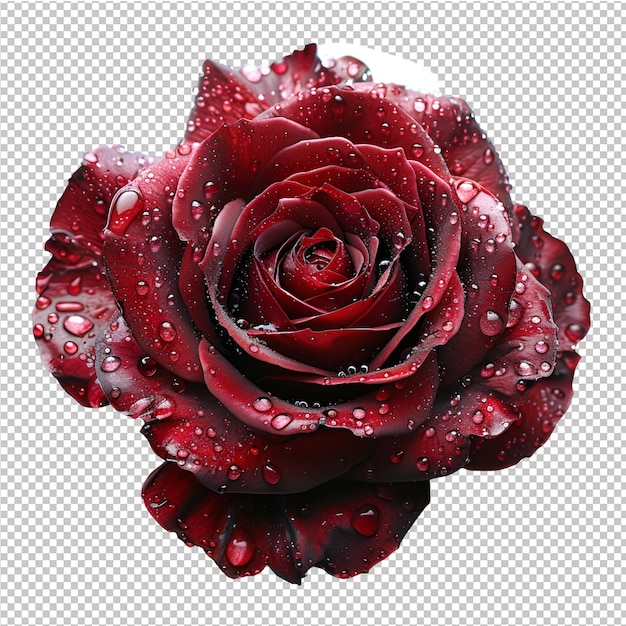 PSD een rode roos met waterdruppels erop
