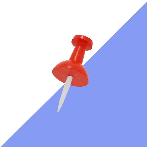 Een rode speld op een blauw-witte achtergrond met een blauwe achtergrond.
