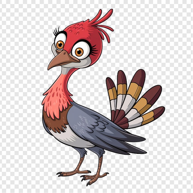 een rode vogel met een gele snavel en een rode staart