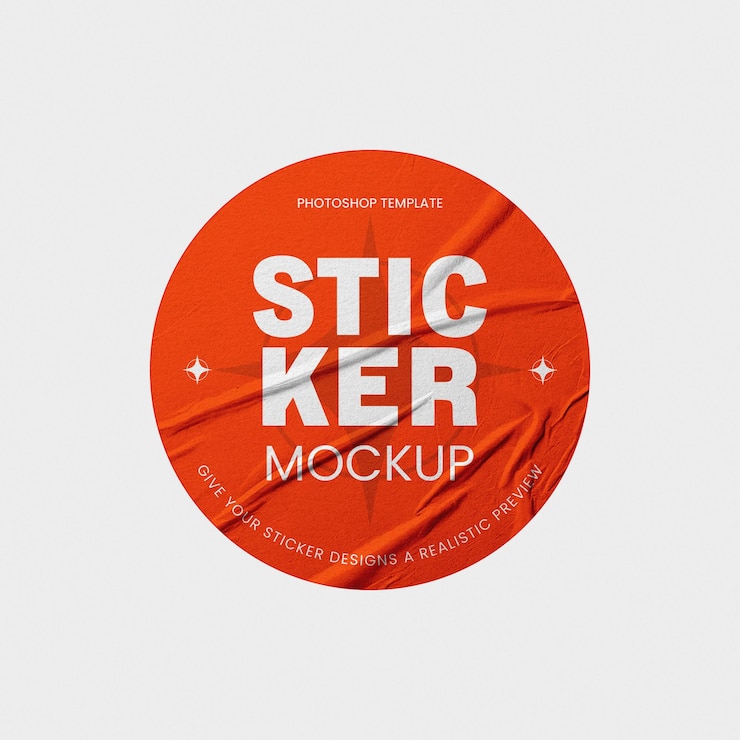 PSD een rond model van een sticker psd
