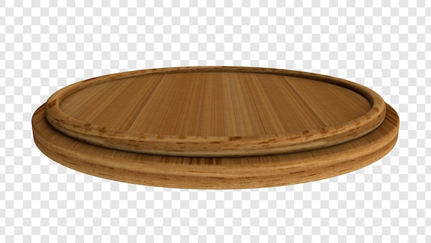 Een ronde houten onderzetter met een ronde bovenkant waar 'wood' op staat