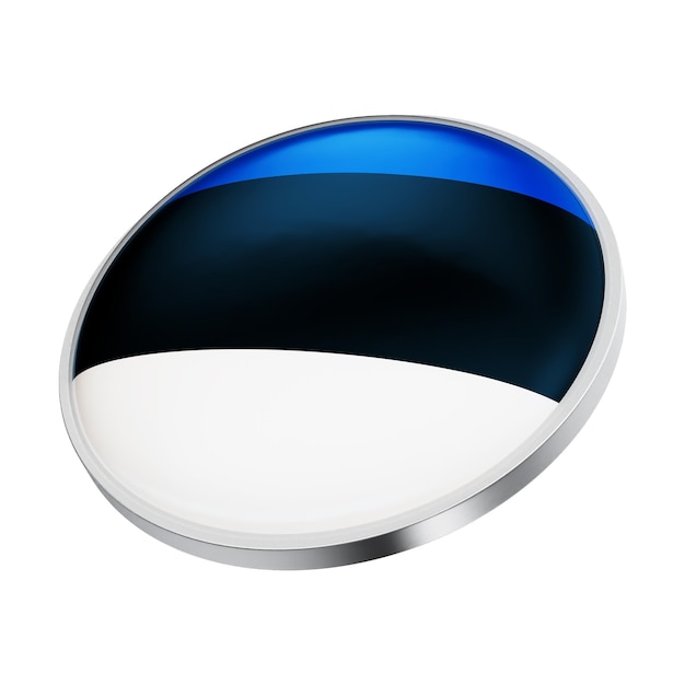 een ronde spiegel met een blauwe en zwarte rand
