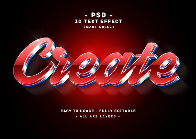Een rood en blauw 3d teksteffect met een rode achtergrond.
