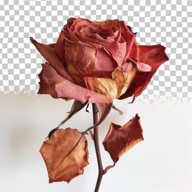 PSD een roos die op een tafel staat met een geruite achtergrond