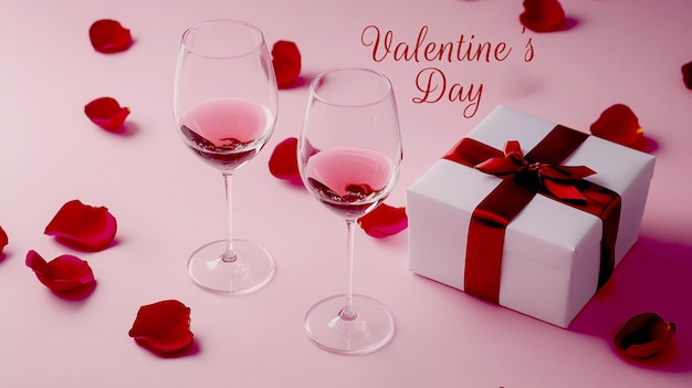 een roze achtergrond met een witte doos waarop staat Valentijnsdag