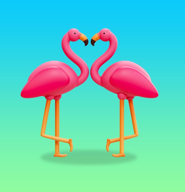 PSD een roze flamingo staat naast een andere roze flamingo.