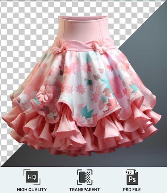 PSD een roze jurk versierd met een roze bloem.