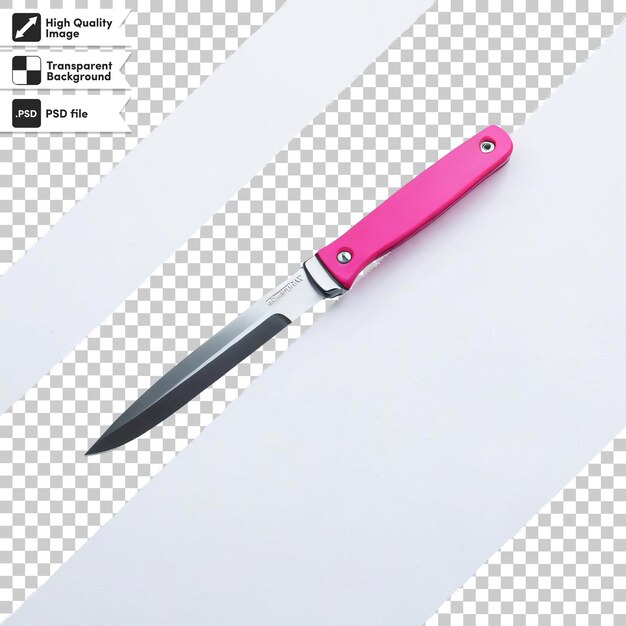 PSD een roze mes met een roze handvat is op een wit papier
