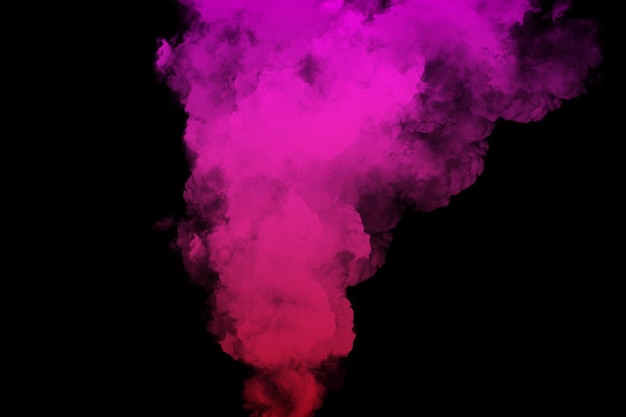 een roze rookwolk met de letter r erop