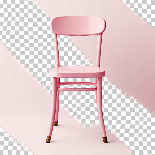 PSD een roze stoel met een roze zitting staat op een wit geblokte achtergrond.