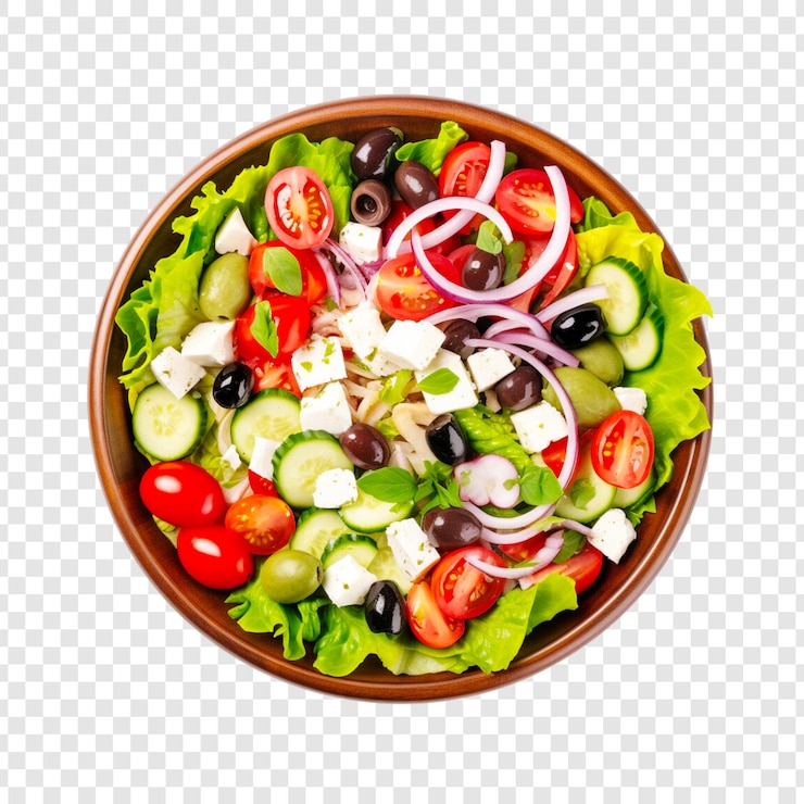 PSD een schaal smakelijke salade met groenten op een doorzichtige achtergrond.