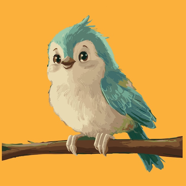 PSD een schattig vogeltje dat op een tak zit.