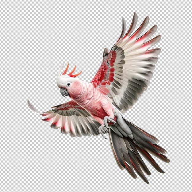 een schattige Australische roze en grijze kakadu die vliegt als een professionele studio portretontwerp op witte achtergrond stylize 50 v 6 Job ID 68676c301edf463e87647925b90138b8
