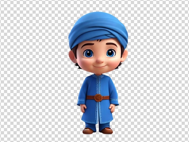 Een schattige jongen in een blauw islamitisch pak png