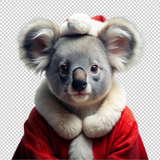 PSD een schattige koala die een kerstdoek draagt op een transparante achtergrond