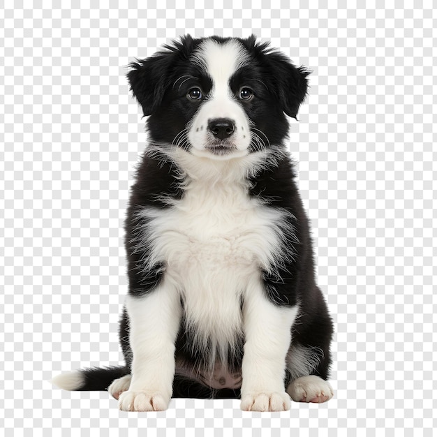 Een schattige zwart-witte border collie puppy.