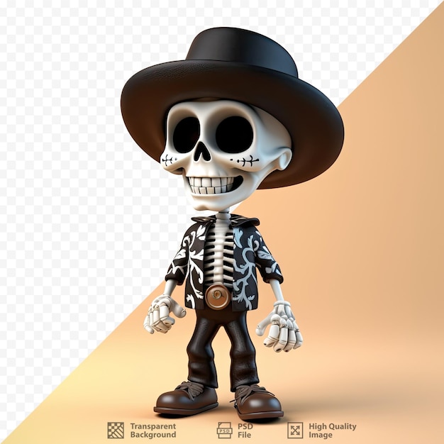 PSD een schedel met een hoed en een cowboyhoed.