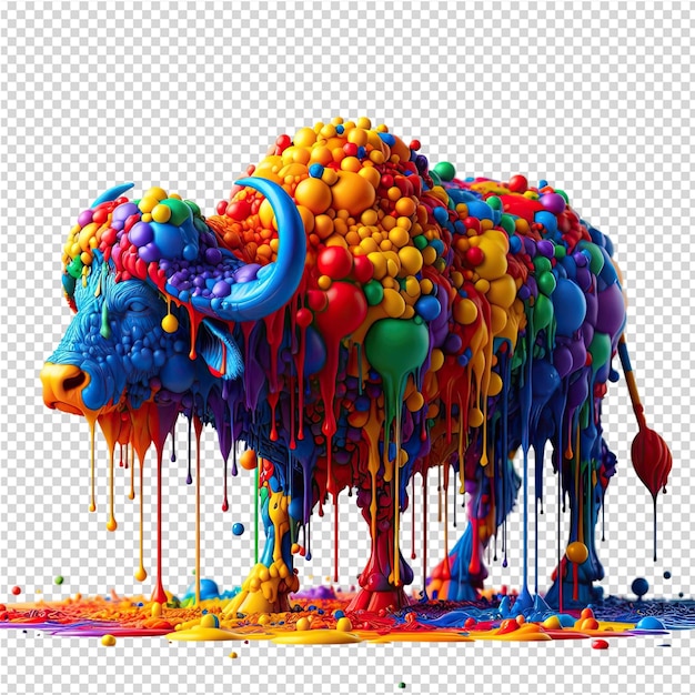 PSD een schilderij van een stier met veel kleuren en het woord quot tusk quote erop
