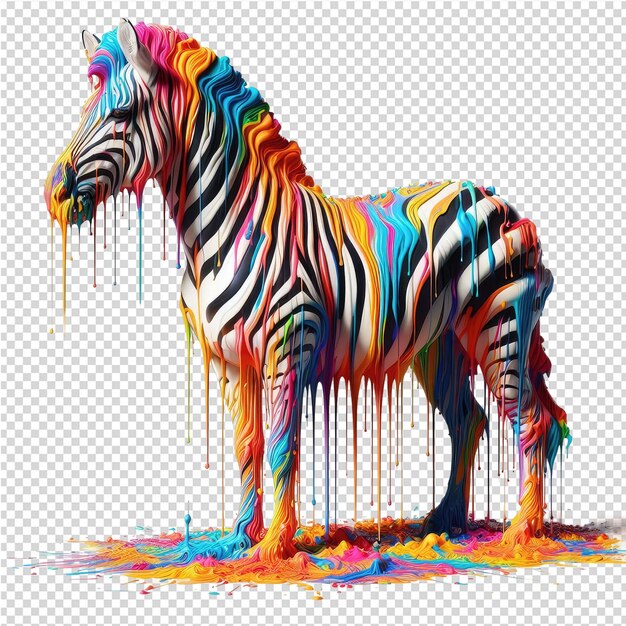 PSD een schilderij van een zebra met verschillende kleuren en een zebra