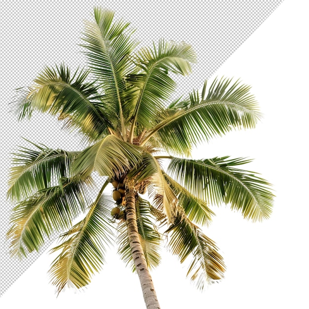 Een schommelende palm met kokosnoten