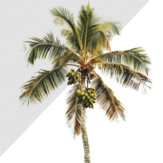 Een schommelende palm met kokosnoten