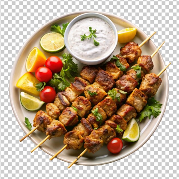 PSD een schotel sappige kebabs gegrild tot in de perfectie