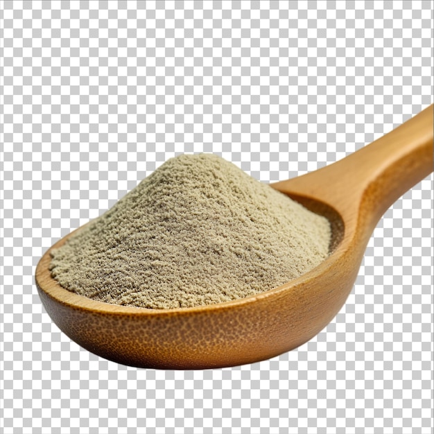 een sesamzaad op een houten lepel geïsoleerd op een witte achtergrond
