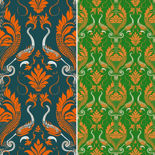 PSD een set behang met een bloempatroon en het woord quote in oranje groen blauw en groen