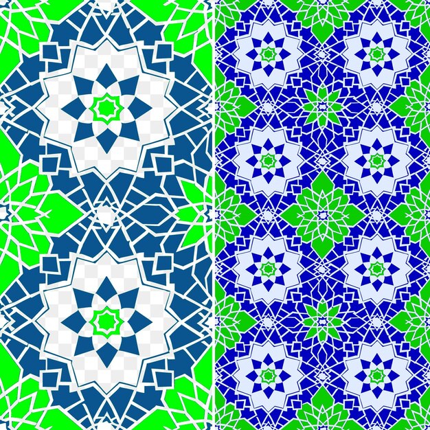 PSD een set groene en blauwe abstracte patronen met het ontwerp van een bloem