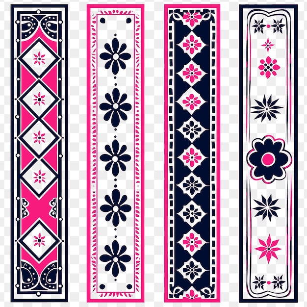 PSD een set kaarten met een roze en zwart patroon en een zwarte en witte achtergrond